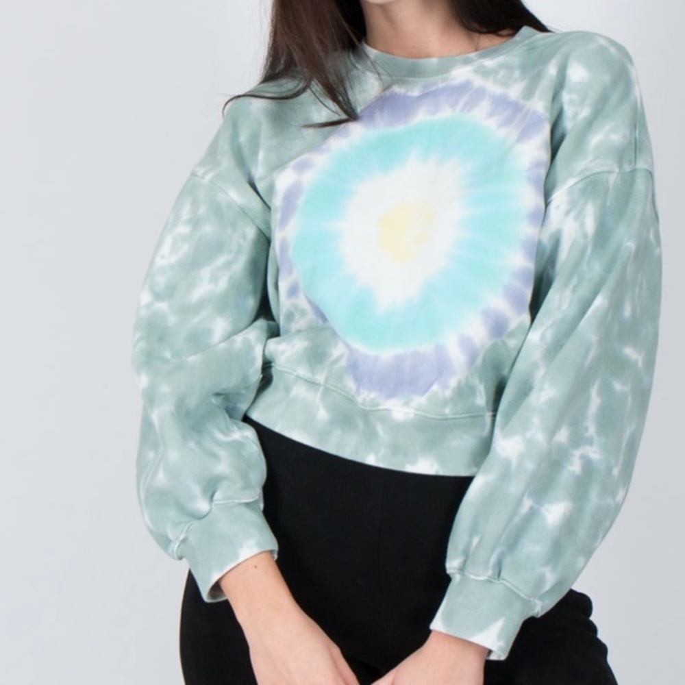 🆕 2/$75 NWOT Agolde | Balloon Sleeve Cropped Crewneck Sweatshirt | Spun Tie Dye
